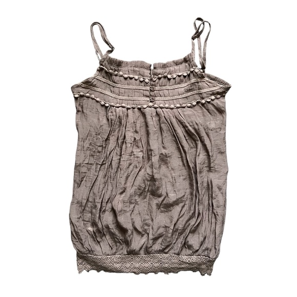 mine Tops - Faded Brown Boho Neutral Camisole Size L